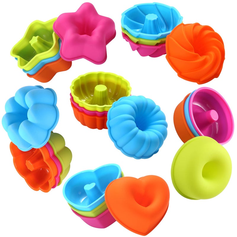 To encounter 24Pack Silicone Molds, Nonstick 2 3/4 inches Donut Mold, Silicone Baking Cups, Donut Pan, Muffin, Jello, Bagel Pan, Oven- Microwave- Dishwasher Safe - Image 1